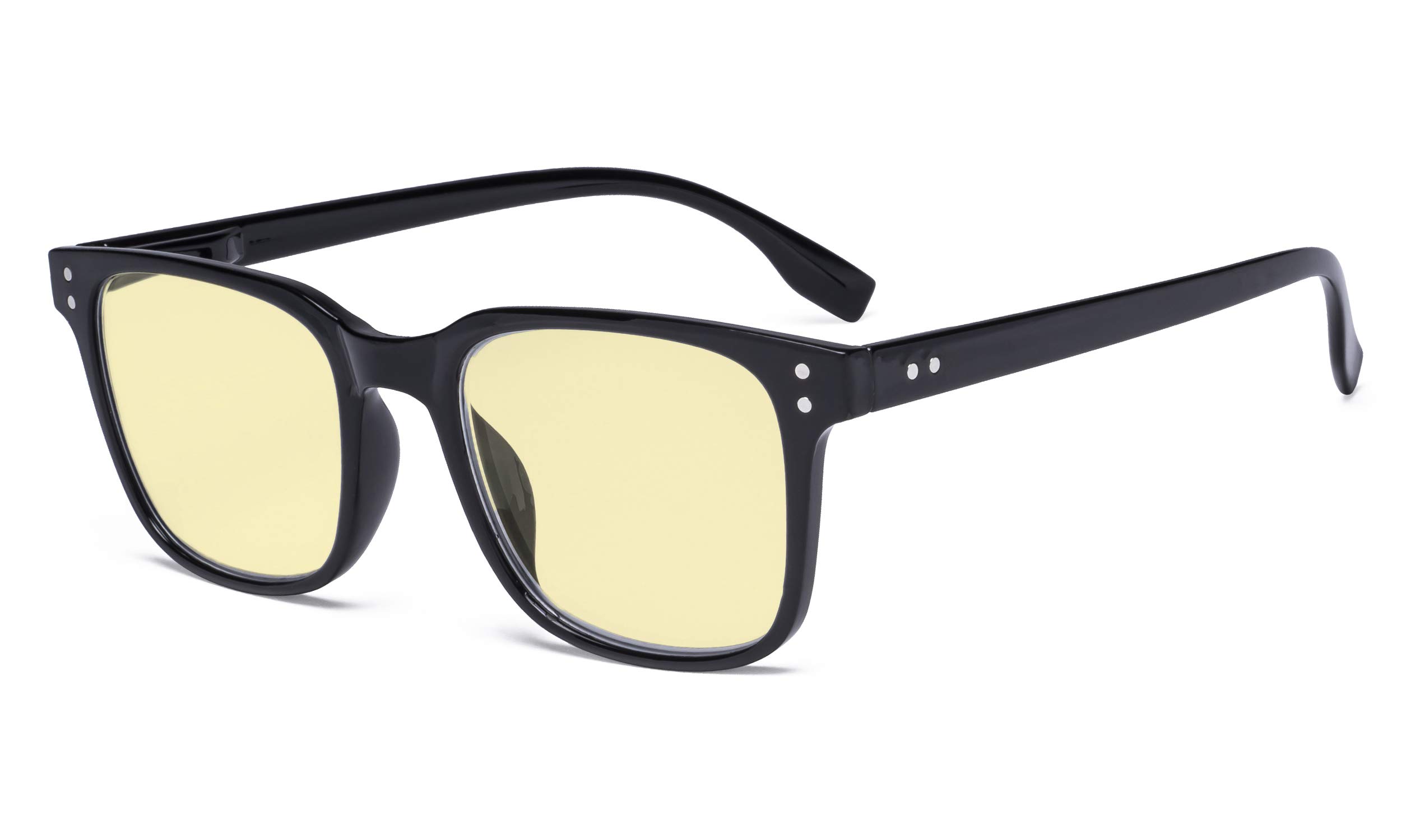 Eyekepper Large Blue Light Blocking Glasses Men Women - Anti Digital Glare UV Ray Square Computer Reading Glasses with Yellow Filter Lens - Black +0.75 — image 1