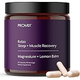 Promix Nutrition Relax | Sleep + Muscle Recovery | Magnesium Bisglycinate Chelate + Organic Lemon Balm Extract - 90 Count Capsule