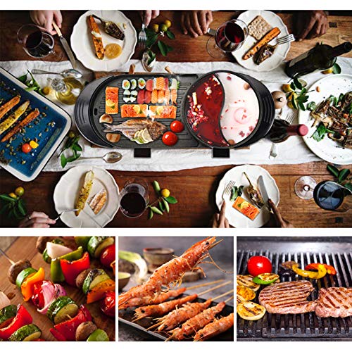 Wlretmci Electric Grill Indoor Hot Pot Combo, 2200W 4L Capacity