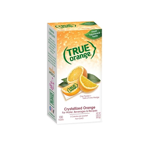 TRUE ORANGE 100CT (PACK OF 1) – WATER ENHANCER – BULK DISPENSER – 0 CALORIE DRINK MIX PACKETS FOR WATER – ORANGE FLAVORING POWDER PACKETS