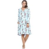 Casual Nights Women's Printed Fleece Snap-Front Lounger House Dress