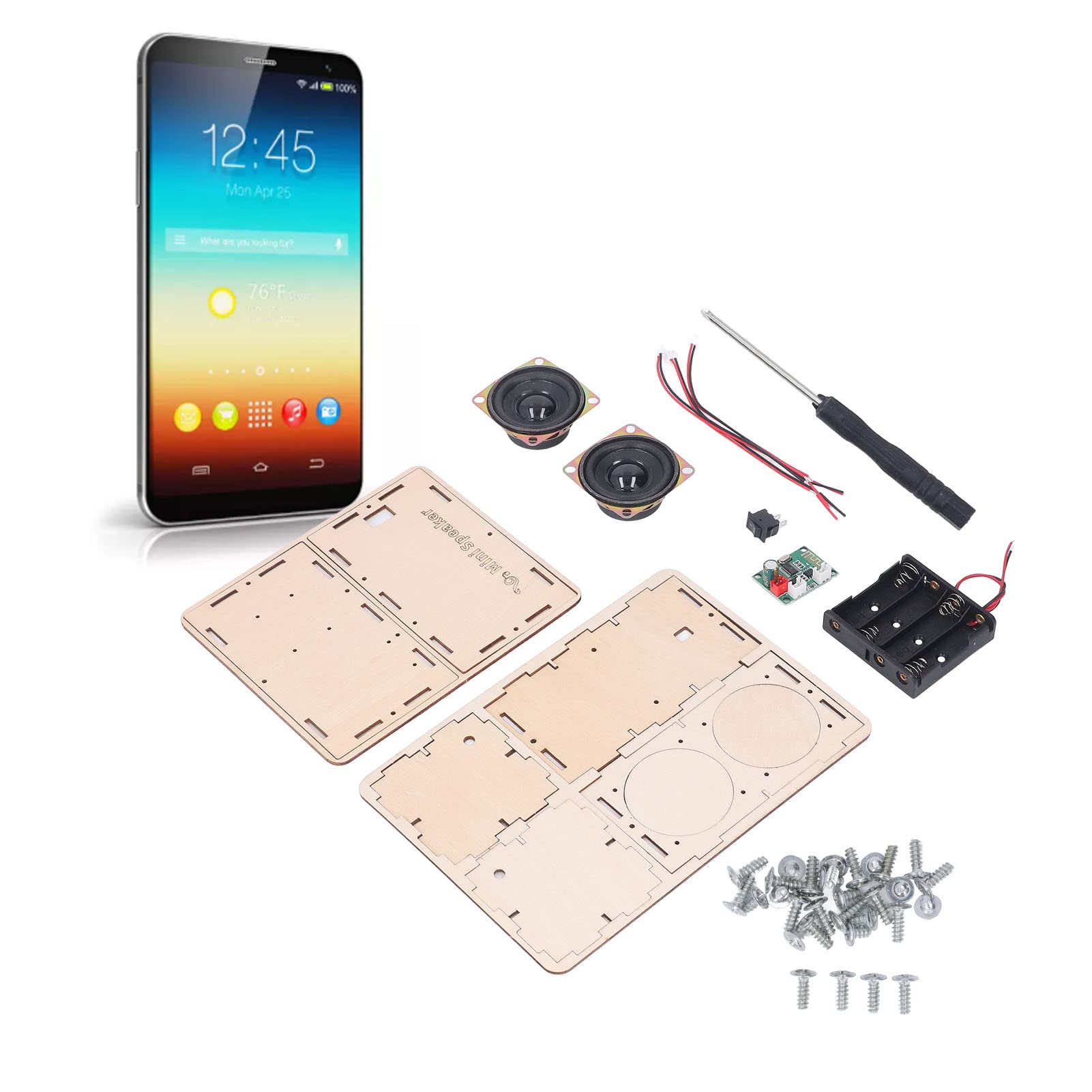 Uadme Bluetooth Speaker Cube Kit, Electronic DIY Assembly Sound Amplifiers Wood DIY Electronic Sound Amplifier Circuit Board Module Bluetooth Speaker for DIY Speakers Science Experiment