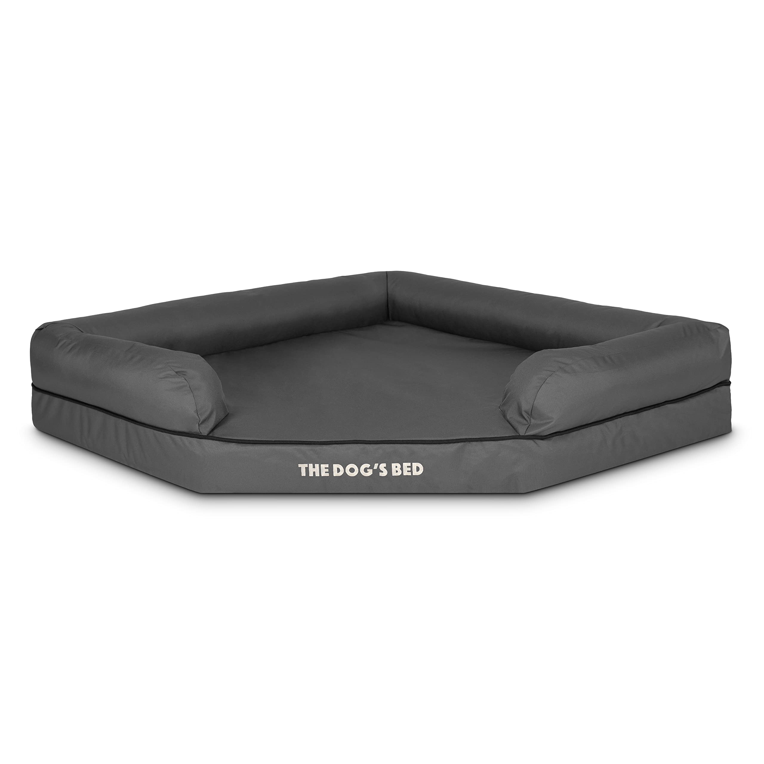The Dog’s Bed Replacement Outer Cover, Oxford Fabric, Grey with Black Trim, XL