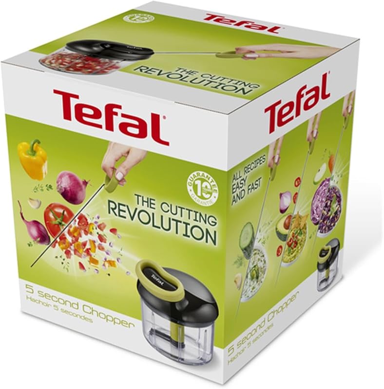Tefal ingenio manual k13204 - picador manual sem fio com capacidade de 900 ml + 1 cabeça, picador manual de alimentos, sem eletricidade, base antiderrapante, lâminas em aço inoxidável