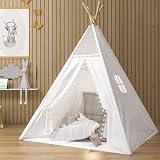 Trafagala Kids Teepee Tent White 160cm Indoor Outdoor Playhouse Wigwam view 5