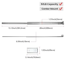 homdiy 1 Pcs Bottom Mount Centered Drawer Slides