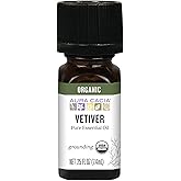 Aura Cacia Certified Organic Pure Vetiver Essential Oil, 0.25 fl. Oz