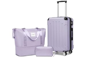 LARVENDER Luggage Sets 3 Piece, Expandable Carry on Luggage 22x14x9 Airline Approved Hardshell Suitcase with Spinner Wheels TSA Lock, Lightweight Rolling Luggage for Men and Women, Lavender