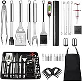 30PCS Portable Grilling Accessories Kit,BBQ Accessories Set with Storage Bag,Stainless Steel Barbecue Tool Set with Apron, for Outdoor,Camping,Backyard Grill Accessories Sets,Man Best Barbecue Gift