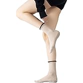 Yoga Pilates Socks with Grips for Women Non Slip Colorful Cushioned Crew Socks for Barre Ballet Dance