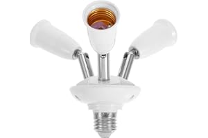 COLLBATH E27 3-in-1 LED Bulb Socket Extender with Adjustable Multi-Directional Lamp Holder, White Lamp Socket