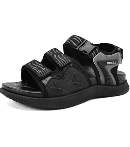 thumbnail image 2 of VOODUE Men's Leather Sandals - Breathable Summer Beach Slippers Outdoor Shoes 2 of 12