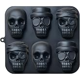 JETKONG Skull Cake Pan Silicone Skull Cakelet Mold Skull Pirate Cake Tin Baking Pan (Black)