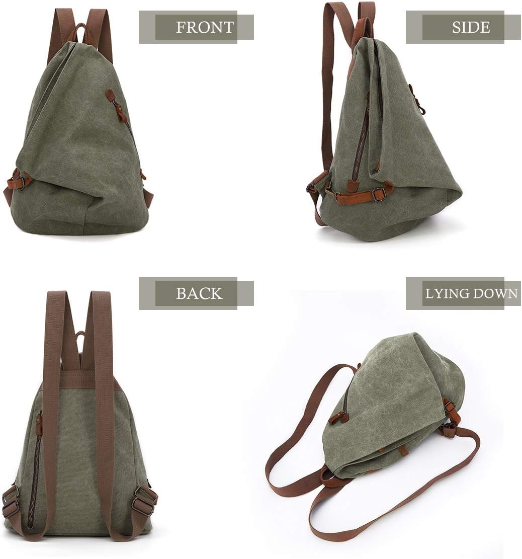 | Canvas Vintage Backpack – Large Casual Daypack Outdoor Travel Rucksack Hiking Backpacks for Men Women (6882-Olive Green) | Casual Daypacks