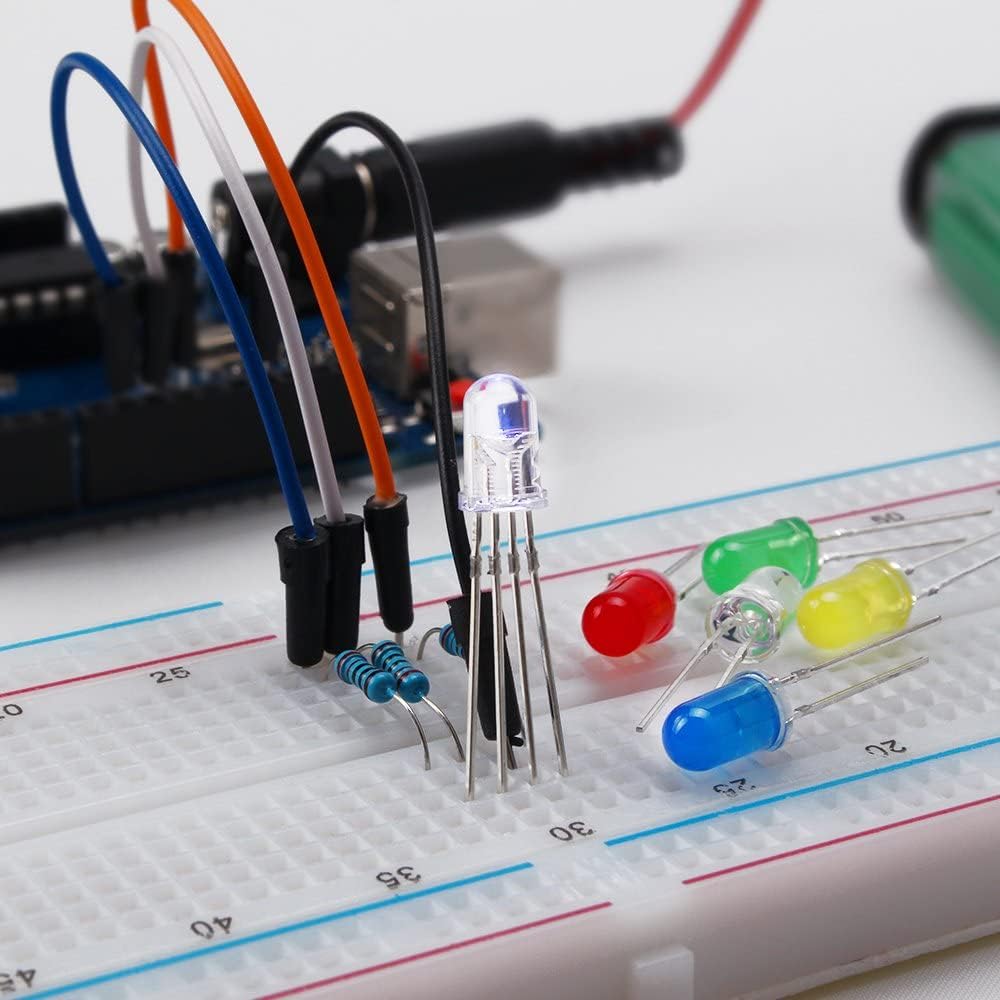 Electronics Component Fun Kit w/Power Supply Module, Jumper Wire, 830 tie-Points Breadboard, Precision Potentiometer,Resistor Compatible with Arduino, Raspberry Pi, STM32