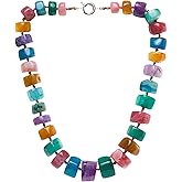 VN Jewelry Women's Handmade 14-18mm Faceted Natural Gemstone Beaded Necklace, Chunky Statement Beaded Necklace for Women Girls - Gift Boxed Ideal Gift for Her