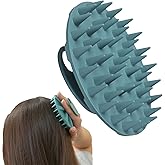 One-piece Silicone Scalp Massager Shampoo Brush Hair Wash, Dark Green | INNERNEED Soft Bristles Scrub Head Scratcher, Head Massage Stress Relax, Wet &amp; Dry Use for Thick Thin Curly Hair Care