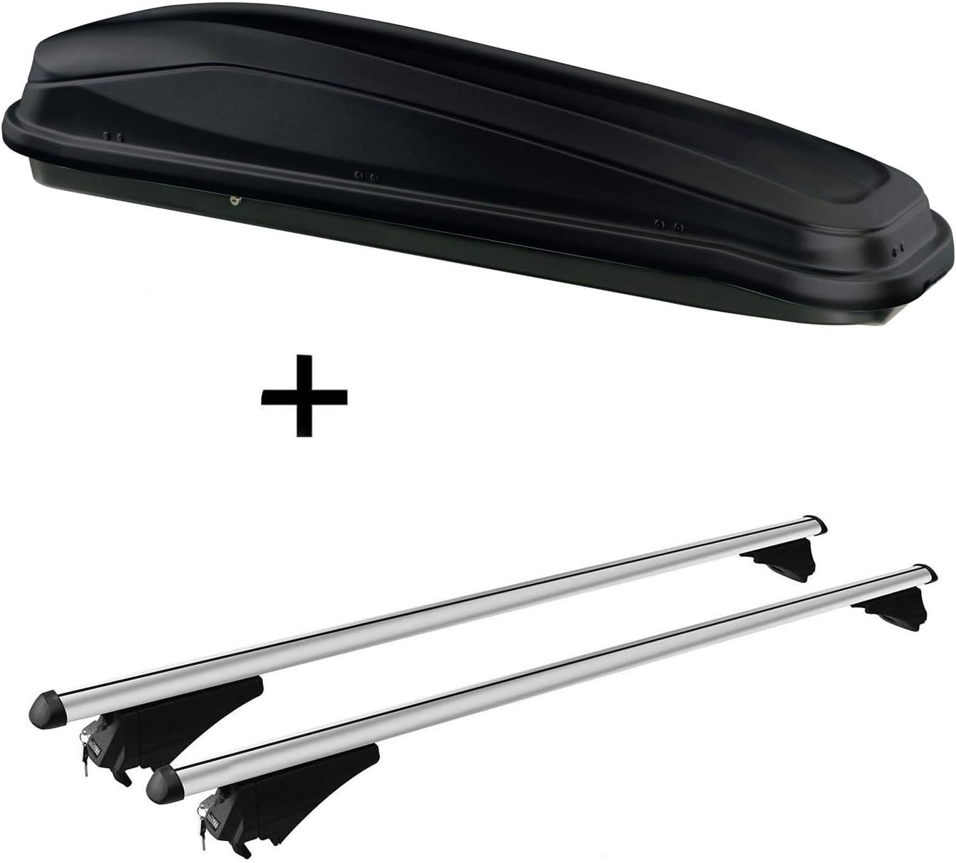 VDP Roof Box JUEASY300 300 Litres Black + Roof Rack Rack Tiger XL Mitsubishi ASX 2010 Onwards