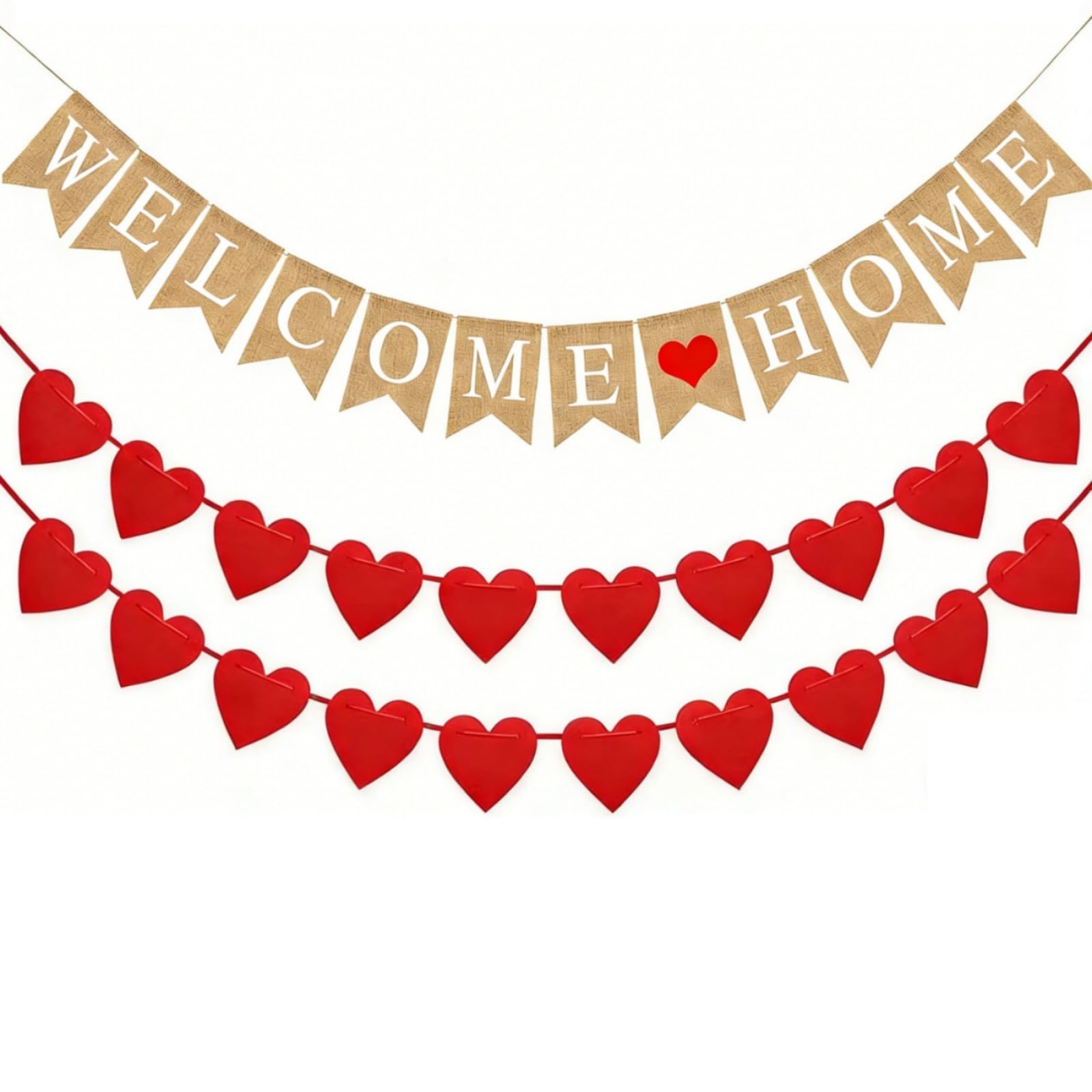Welcome Home Banner, Welcome Back Party Decorations Banner Family Theme Parties Supplies, Vintage Rustic Burlap Banner For Homecoming Returning Valentine's Day Family Reunion