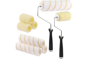 Glarks 8Pcs 4 Inch and 9 Inch Paint Roller Covers with Paint Roller Frame Including 4Pcs 4" Shedless Lint-Free Roller Cover w