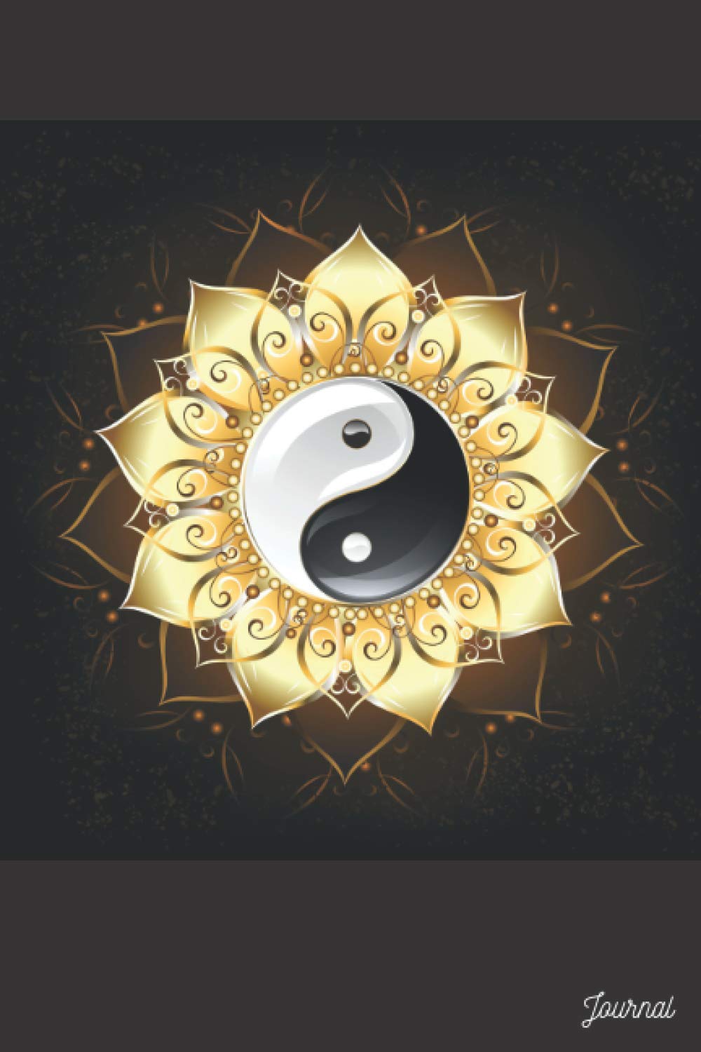 Yin Yang Journal: Golden Lotus | Blank Lined Notebook | Diary (6 x 9 inch, 120 pages)