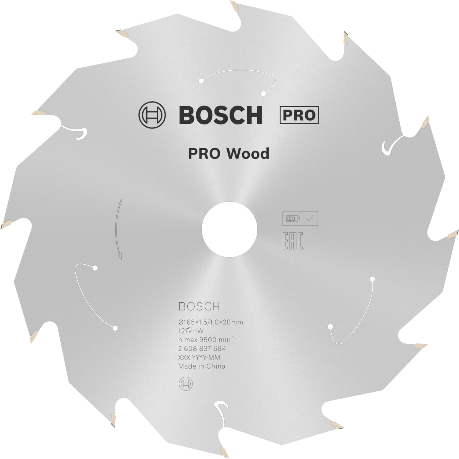 Bosch 1x PRO Wood Circular Saw Blade for Cordless Hand-Held Circular Saws (for Softwood, Hardwood, Ø mm, Professional Accessory Hand-Held Circular Saw)