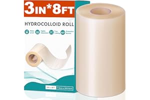 YHOVID Hydrocolloid Roll for Wound Care, Hydrocolloid Patch Bandages with Self-Adhesive, Bed Sore Bandages, Highly Absorbent for Burn, Blister, Acne Care, Sterile and Waterproof (3in x 8ft)