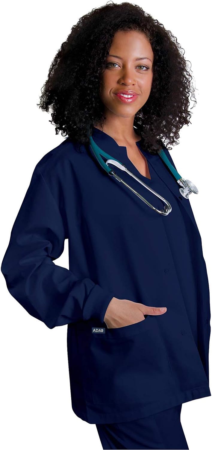 Adar Universal Scrubs for Women - Round Neck Warm-Up Scrub Jacket: Clothing