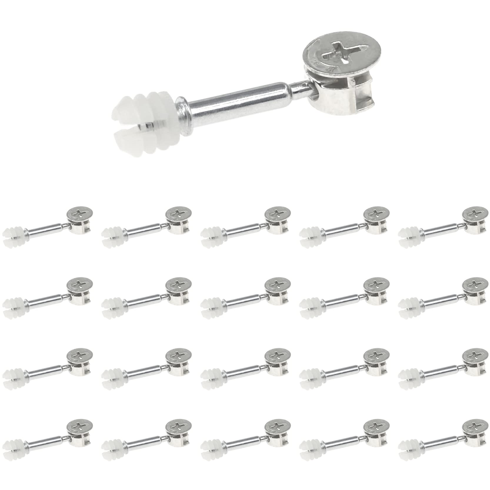 20 Sets Cam Lock Nuts and Bolts,Furniture Fixing Cam Dowels Screws,Connectors Fasteners for Furniture (Silver) — image 1