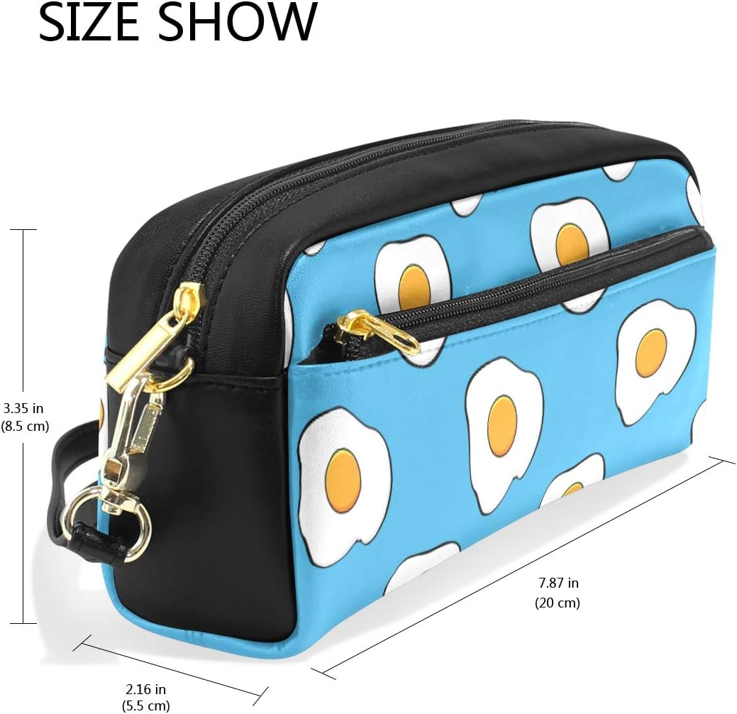 Amazon Vawa ペンケース 革 かわいい 大容量 玉子柄 エッグ ブルー 韓国 筆箱 高校生 おしゃれ 化粧ポーチ 中学生 女子 人気 多機能 おすすめ ペンケース 文房具 オフィス用品