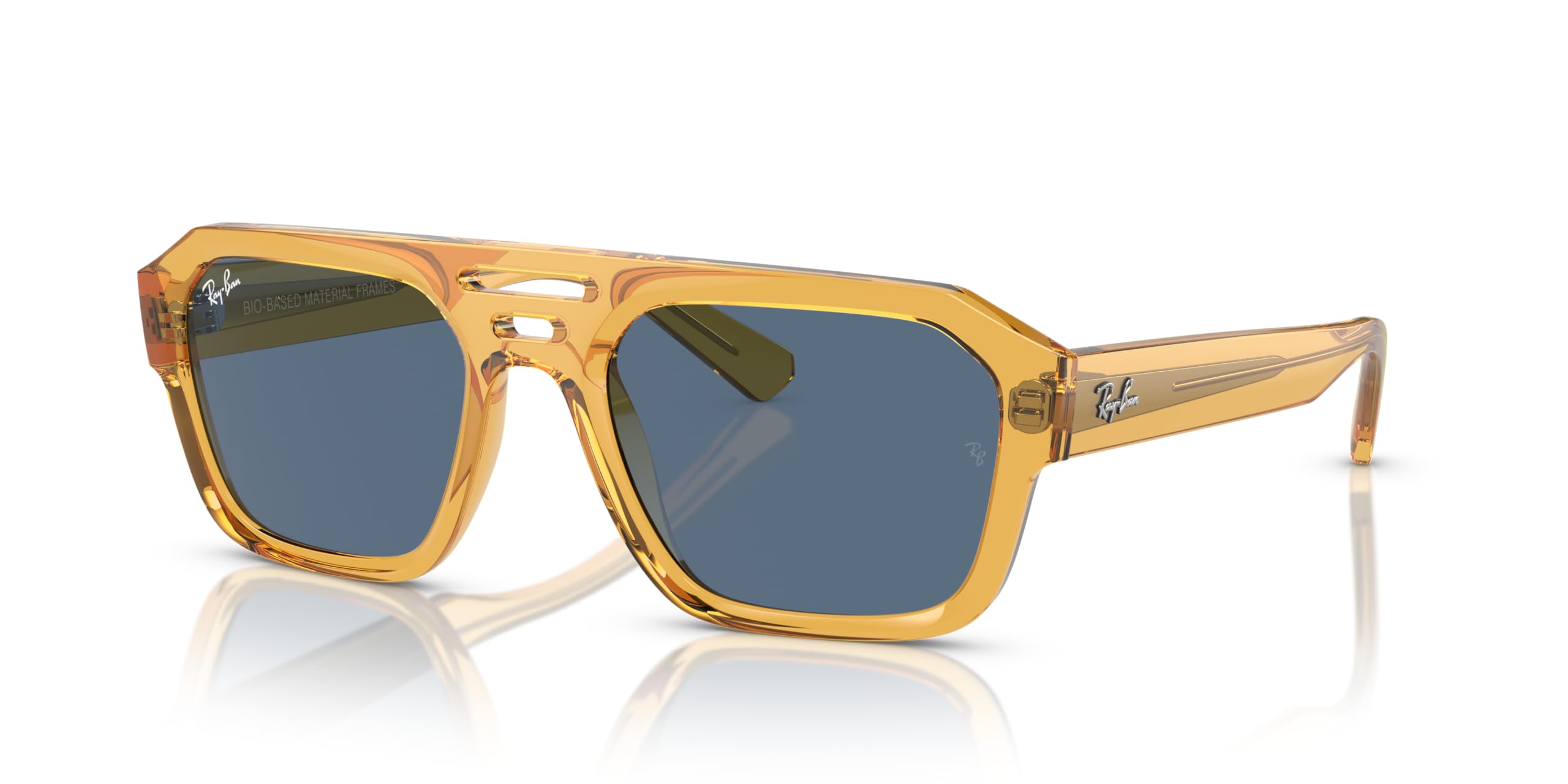 Photo 1 of Ray-Ban RB4397 Corrigan Square Sunglasses, Transparent Yellow/Dark Blue, 54 mm