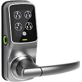Lockly Secure Plus Smart Door Lock Bluetooth with Handle | 3D Biometric Fingerprint Keyless Entry Door Lock with PIN Genie Keypad, Auto Lock,Easy Install- Left Fingerprint Edition