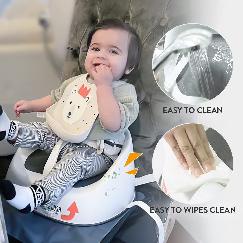 Prince Lionheart Baby Booster Squish Seat for Dining Table, Soft Seat with 3-Point Harness and Dual-Strap System for Toddler