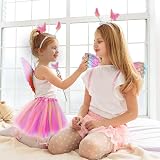AUYAO 4Pcs Kids Butterfly Wings Costume Set Fancy Dress Up Wings Cape view 5