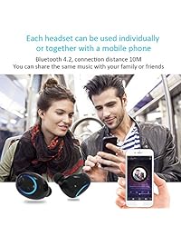 greatlizard auriculares Bluetooth inalámbrico Mini coche auriculares deportivos 6 horas tiempo de conversación Auricular de sonido estéreo con caja de carga   un par, Negro
