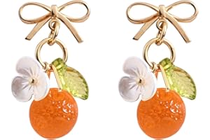 DLYFNVEV Orange Lemon Strawberry Imported Czech Glass Beads Earrings Handmade Bowtie Fruits Dangling Stud Earrings For Women