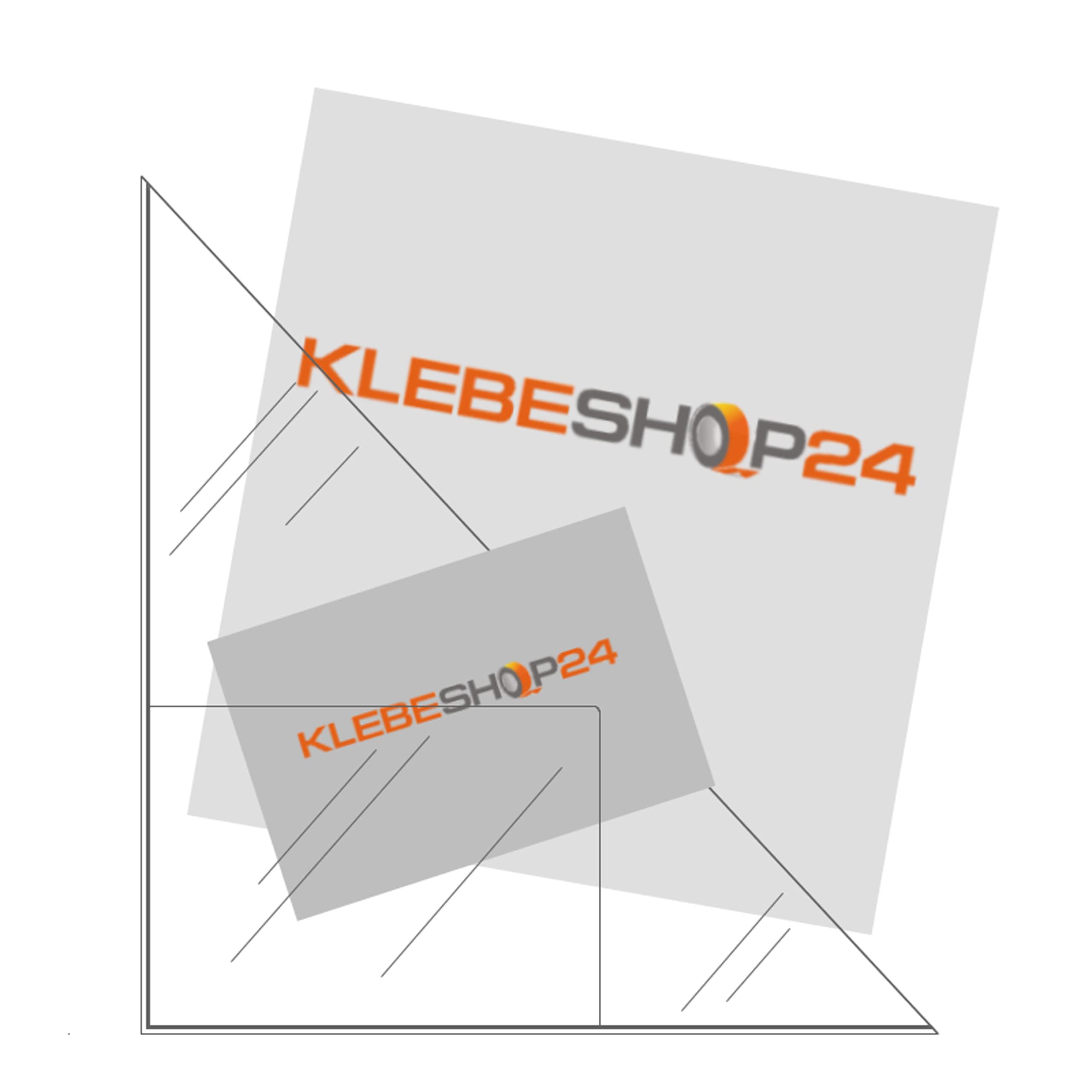 Triangular pockets with business card pocket on the left, self-adhesive, transparent, 20 or 100 pieces, 150 x 150 mm, adhesive corners with card sleeve, pack of 20