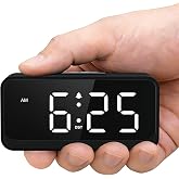Srubambi Battery Operated Small Alarm Clock: Compact Cordless Design | Digital Large Display Clock for Bedrooms Desks and Travel - Simple to Use for Seniors Teens White Digits