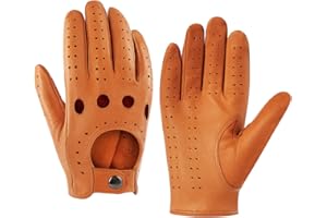 Harssidanzar Men's Leather Driving Gloves, Soft Unlined Gloves, GM026CA