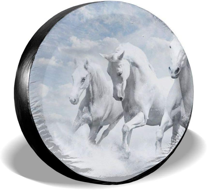 Amazon.com: Spare Tire Covers, White Running Horses Print Waterproof