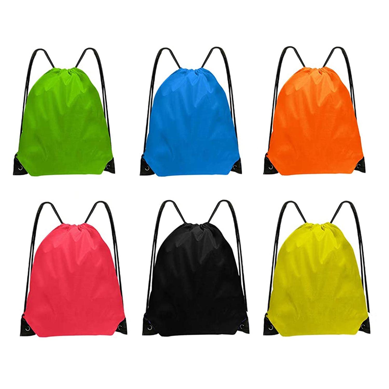 SoftcuteLee 6Pack Drawstring Bags Gym Bag Swimming Backpack Sack Cinch Bag String Waterproof Sports Backpack for Picnic Gym Sport Beach Travel School for Men, Woman, Adults - 42 x 35cm