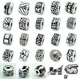 Ten Antique Silver Clip Lock Bead Charms with Rubber Stopper O-rings