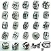 Ten Antique Silver Clip Lock Bead Charms with Rubber Stopper O-rings