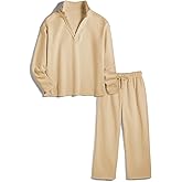 Yioaga Women's Carmel Tracksuit 2 Piece Set - Patrick Pullover Sweatshirt & Catherine Sweatpants - Casual Lounge Set