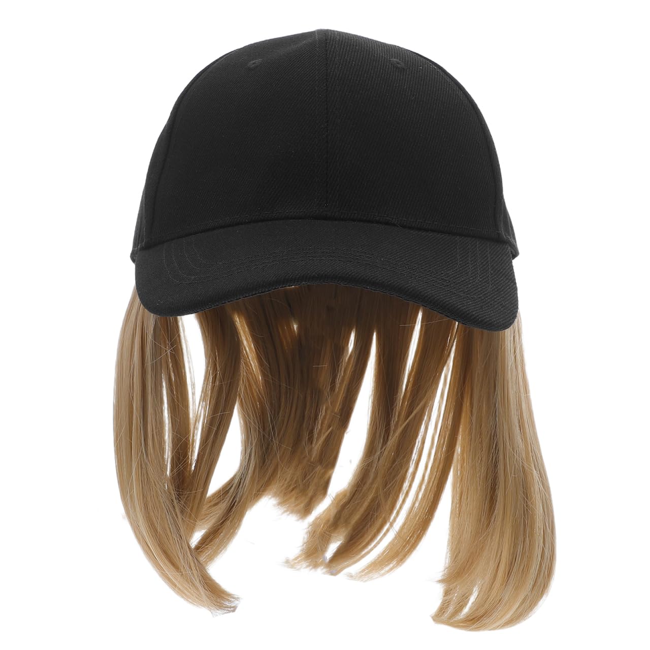 Lurrose Short Straight Wig Hat Baseball Cap with Synthetic Hair Extensions for Women Adjustable Comfortable Sun Hat for Travel Work School
