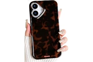 NITITOP Compatible with iPhone 16 Case Cute Vintage Leopard Print Tortoise Amber Design for Women Girls Men Boys Hard Back Sh