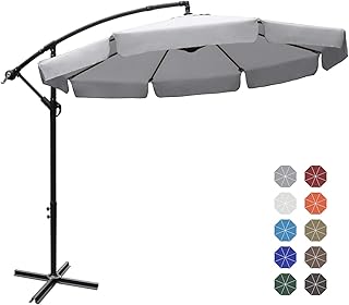 ABCCANOPY 270cm Sonnenschirm,Marktschirm Gartenschirm Terrassenschirm,Gestell Stahl,Hellgrau