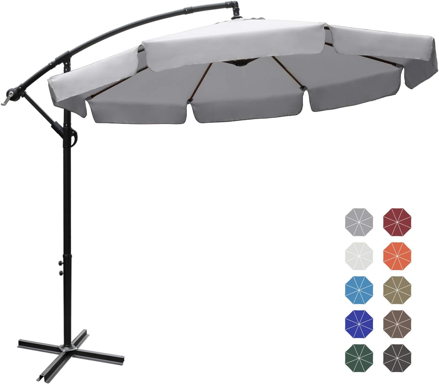 ABCCANOPY 270cm Sonnenschirm,Marktschirm Gartenschirm Terrassenschirm,Gestell Stahl,Hellgrau