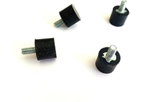 RUBBERFEETWAREHOUSE Lot of (4) Rubber Anti - Vibration Isolator Mounts Rubber Height 5/8" x 3/4" Rubber Diameter - Stud 1/4-20 x 1/2" Length