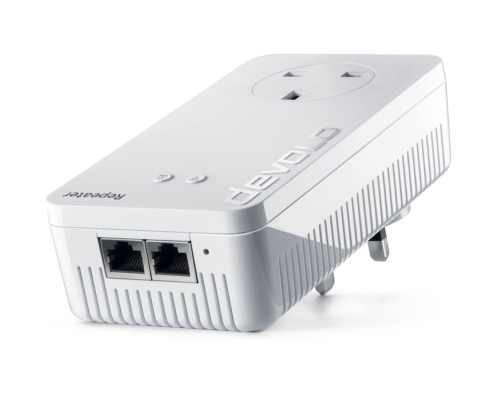 Devolo 8703 Wi-Fi ac Repeater Plus (Wi-Fi Booster with Plug Socket, Faster Internet using Dual Wi-Fi, Compatible with all Routers, (1,200 mbps, 2x LAN Ports, AP mode, Access Point), White